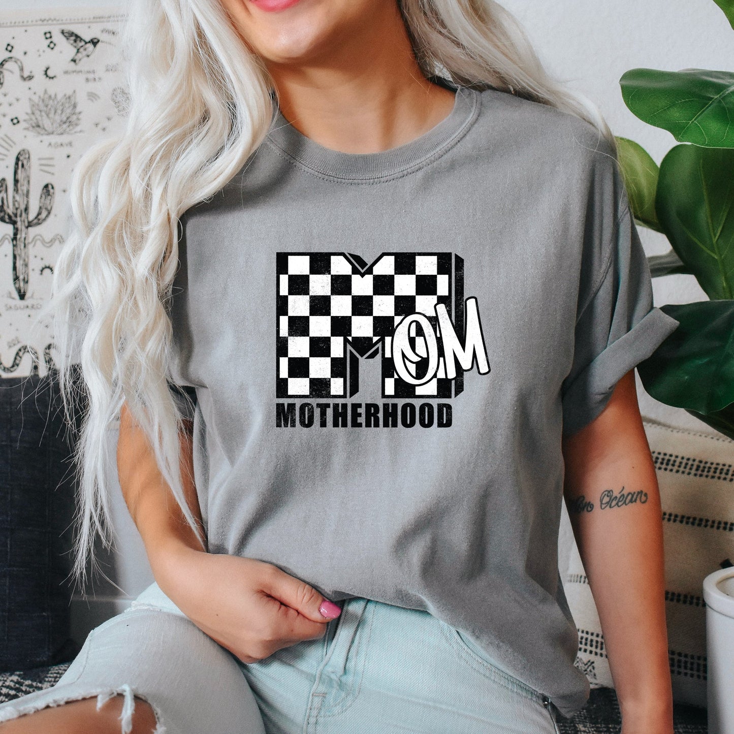 Mom, Comfort Colors, Motherhood, MTV, Retro, Checkerboard, Comfort Colors Tshirt