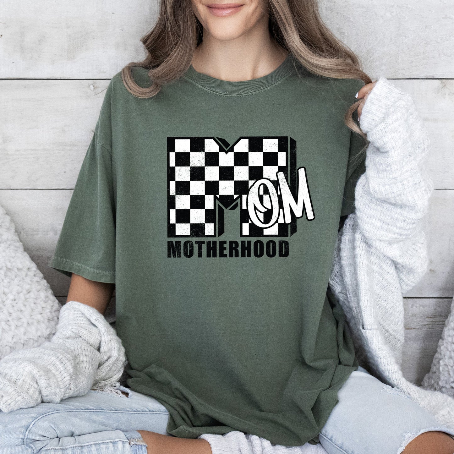 Mom, Comfort Colors, Motherhood, MTV, Retro, Checkerboard, Comfort Colors Tshirt
