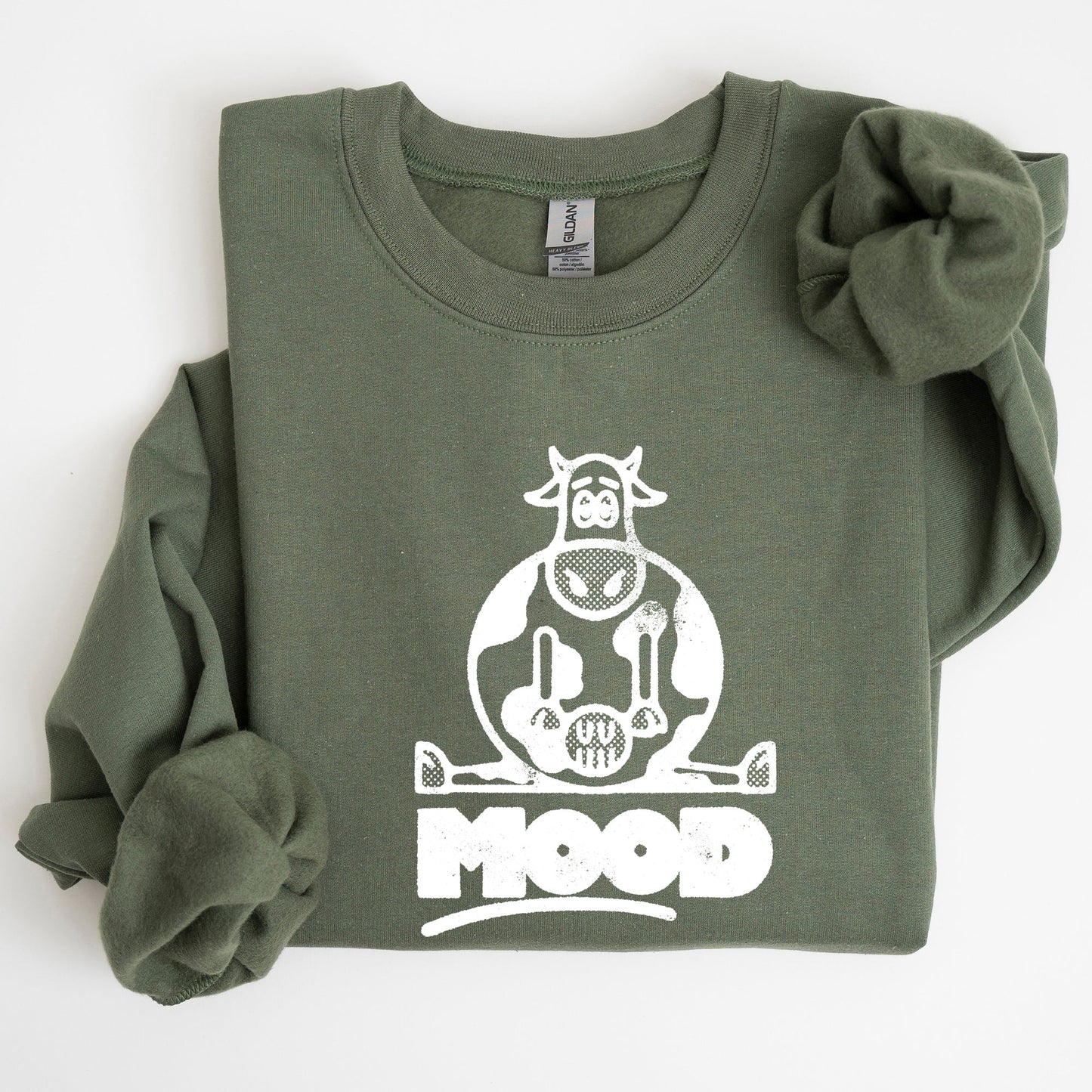 Moo'd, Cow, Funny, Moody, Mental Health, Positivity Sweatshirt