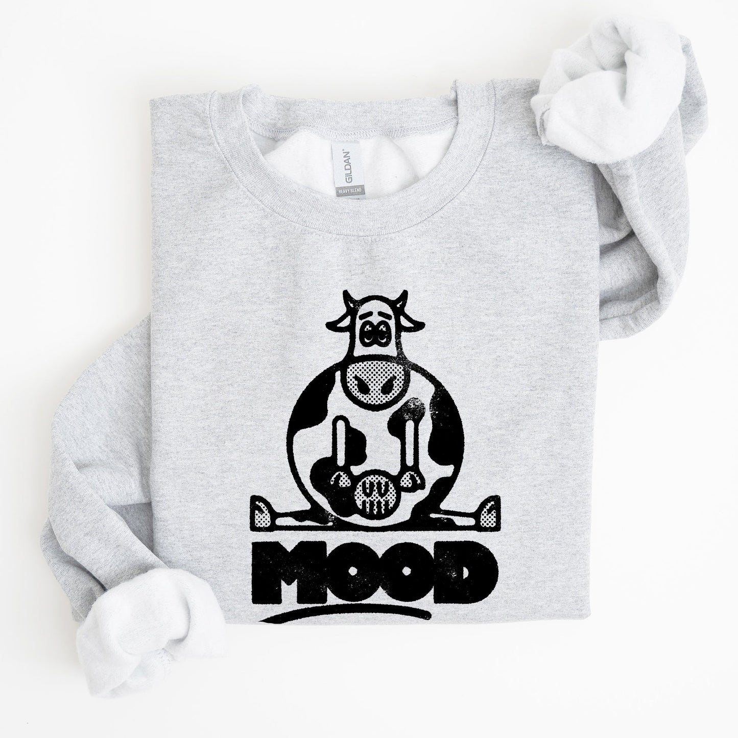 Moo'd, Cow, Funny, Moody, Mental Health, Positivity Sweatshirt