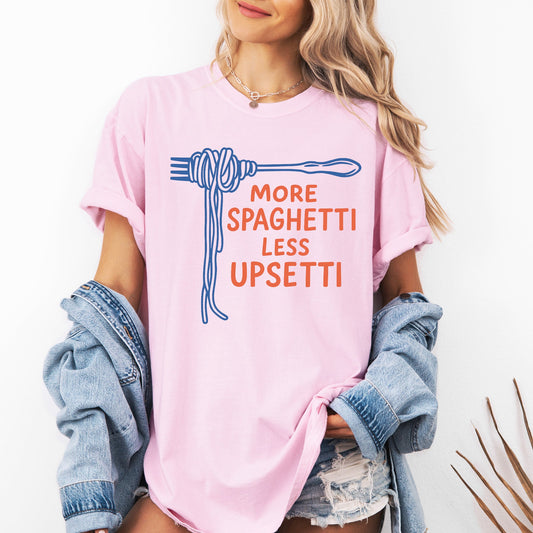 More Spaghetti, Less Upsetti, Funny, Cute, Pun, Comfort Colors T-Shirt