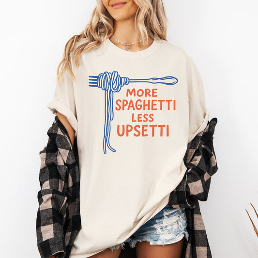 More Spaghetti, Less Upsetti, Funny, Cute, Pun, Comfort Colors T-Shirt