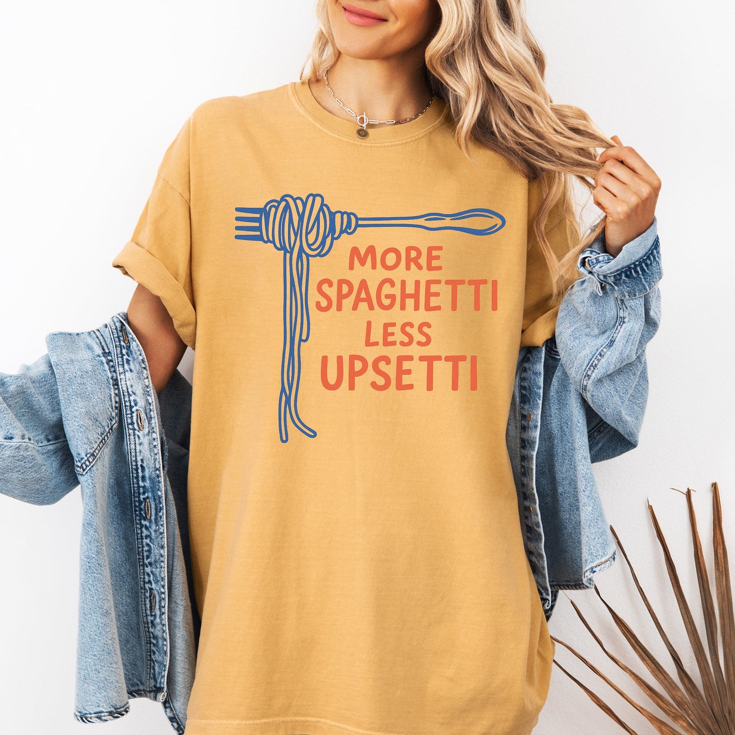 More Spaghetti, Less Upsetti, Funny, Cute, Pun, Comfort Colors T-Shirt