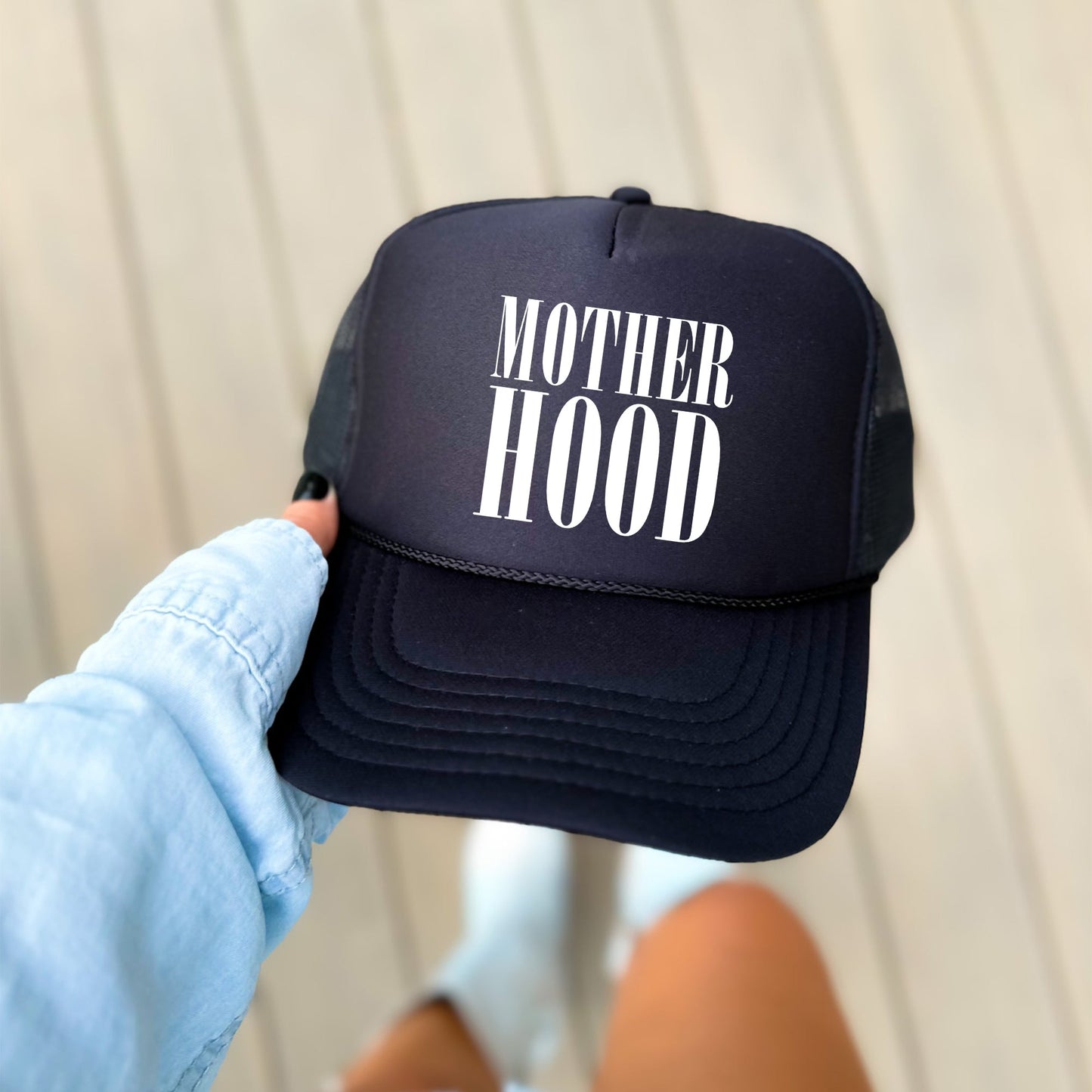 Mother Hood, Sassy, Funny, Black Snapback Trucker Hat