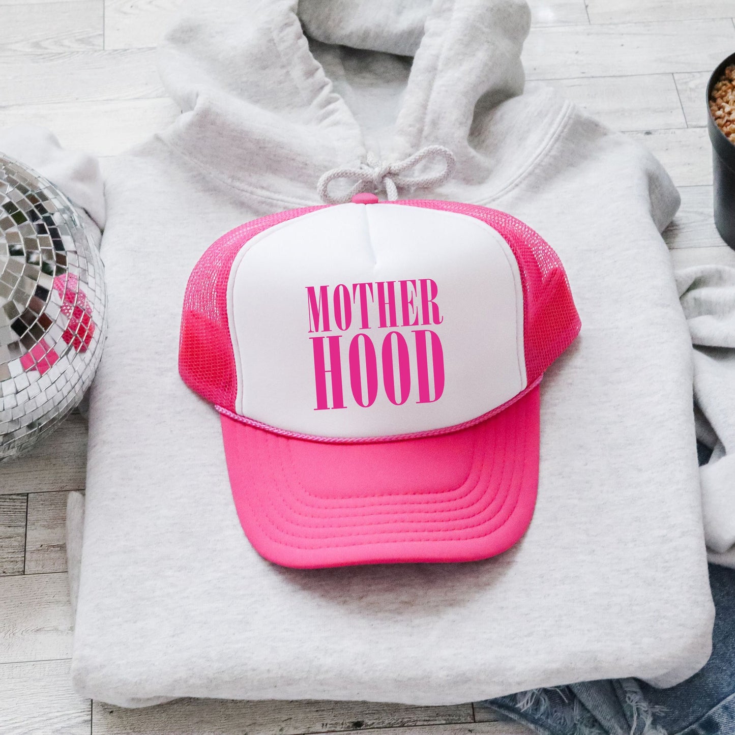 Mother Hood, Sassy, Funny, Bright Pink Snapback Trucker Hat