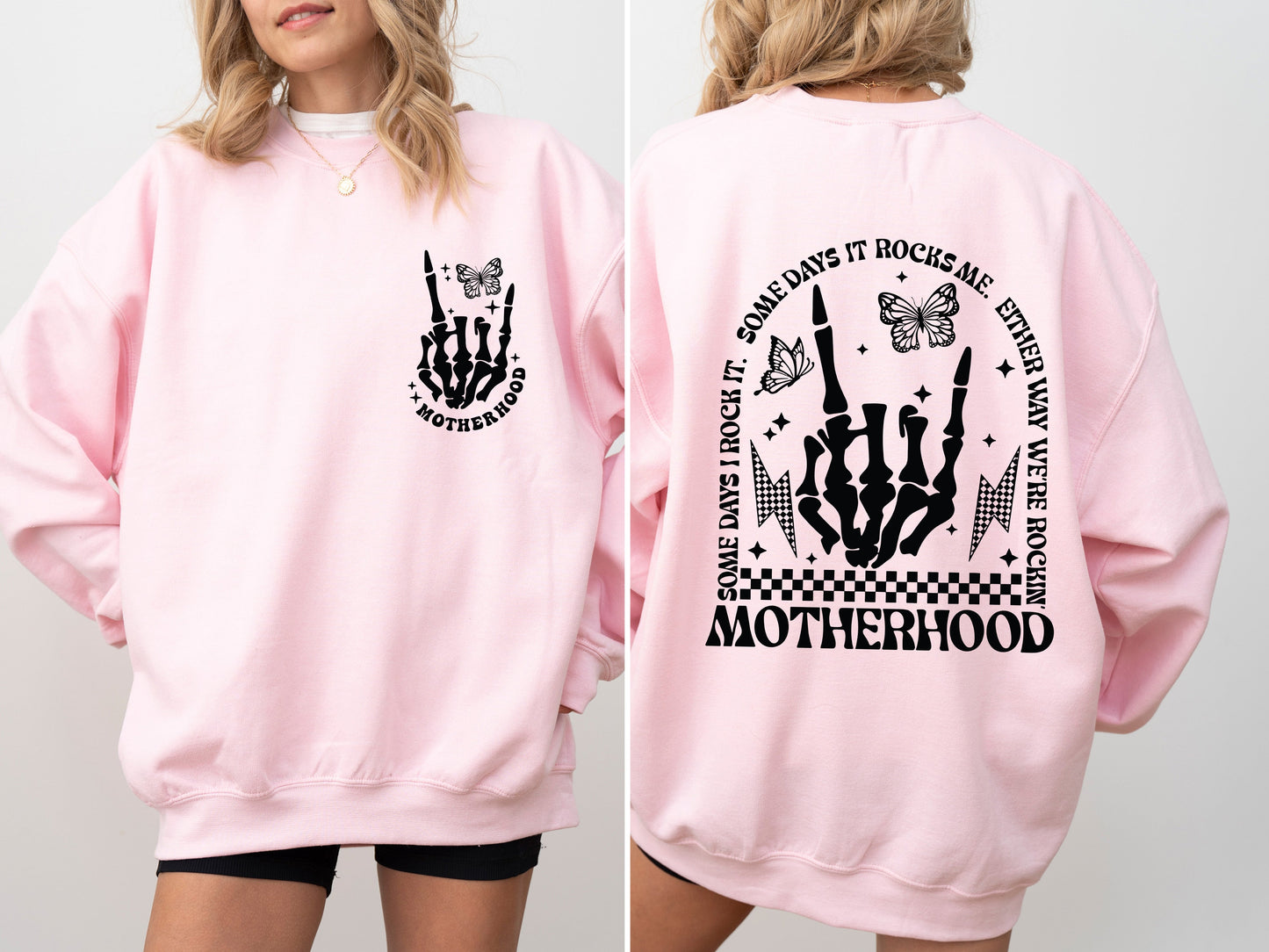 Motherhood Rocks, Mother's Day, Skeleton, Trend Sweatshirt