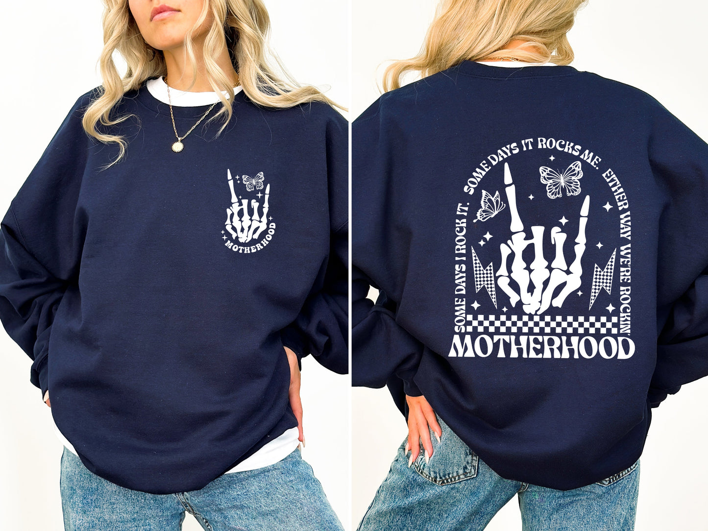 Motherhood Rocks, Mother's Day, Skeleton, Trend Sweatshirt