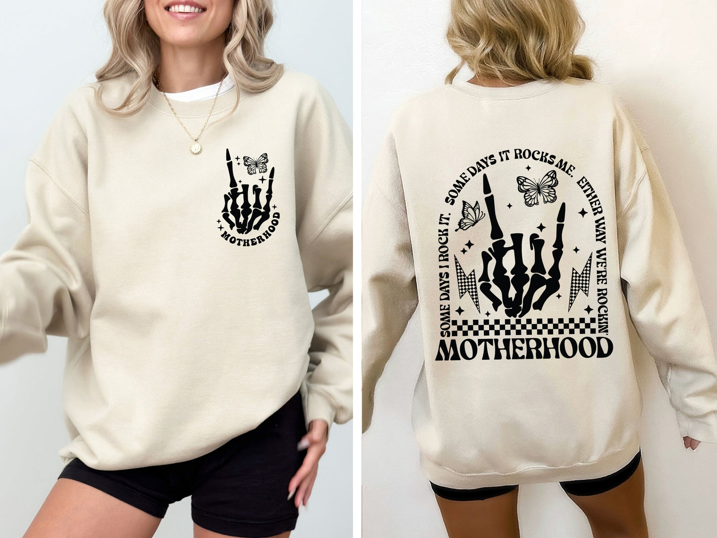 Motherhood Rocks, Mother's Day, Skeleton, Trend Sweatshirt