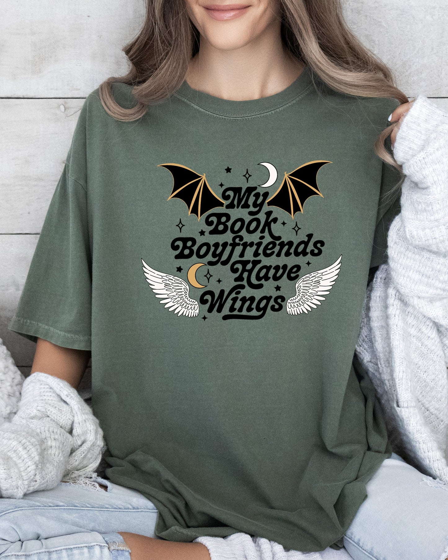My Book Boyfriends Have Wings, ACOTAR, Bat Boys, SJM, Velaris, Rhysand, Azriel, Cassian Tshirt Comfort Colors T-Shirt