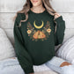 Mystical Moth and Moon, Enchanted Floral Night Sky Sweatshirt