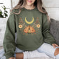 Mystical Moth and Moon, Enchanted Floral Night Sky Sweatshirt