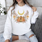 Mystical Moth and Moon, Enchanted Floral Night Sky Sweatshirt