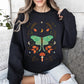Mystical Moth and Moon, Enchanted Floral Night Sky Sweatshirt