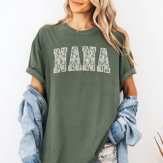 Nana, Faux Lace, Coquette, Varsity, Mother's Day Tshirt Comfort Colors T-Shirt