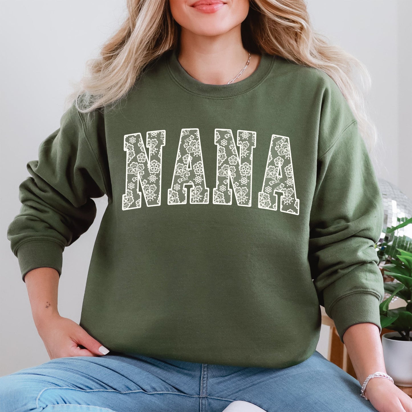 Nana, Faux Lace, Coquette, Varsity, Mother's Day Sweatshirt