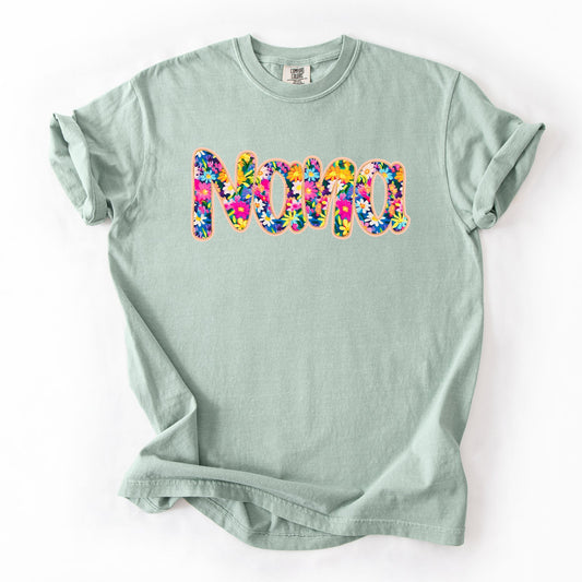 Nana, Floral, Flowers, Mother's Day, Bright, Colorful, Pastels Tshirt Comfort Colors T-Shirt