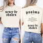 Never Be Shaken, Psalms, Faith, Gospel, Christian, Bible, Front and Back, Comfort Colors T-Shirt