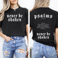 Never Be Shaken, Psalms, Faith, Gospel, Christian, Bible, Front and Back, Comfort Colors T-Shirt