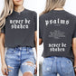 Never Be Shaken, Psalms, Faith, Gospel, Christian, Bible, Front and Back, Comfort Colors T-Shirt