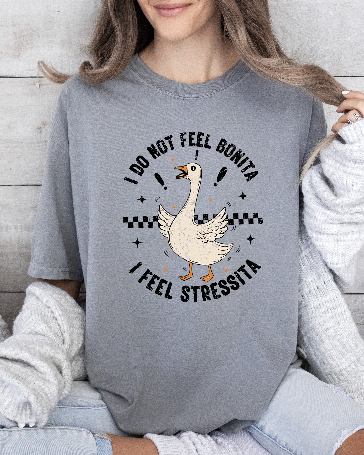 No Bonita, Feel Stressita, Stress, Silly Goose, Funny, Aesthetic, Meme, Mental Health, Self Care Tshirt Comfort Colors T-Shirt