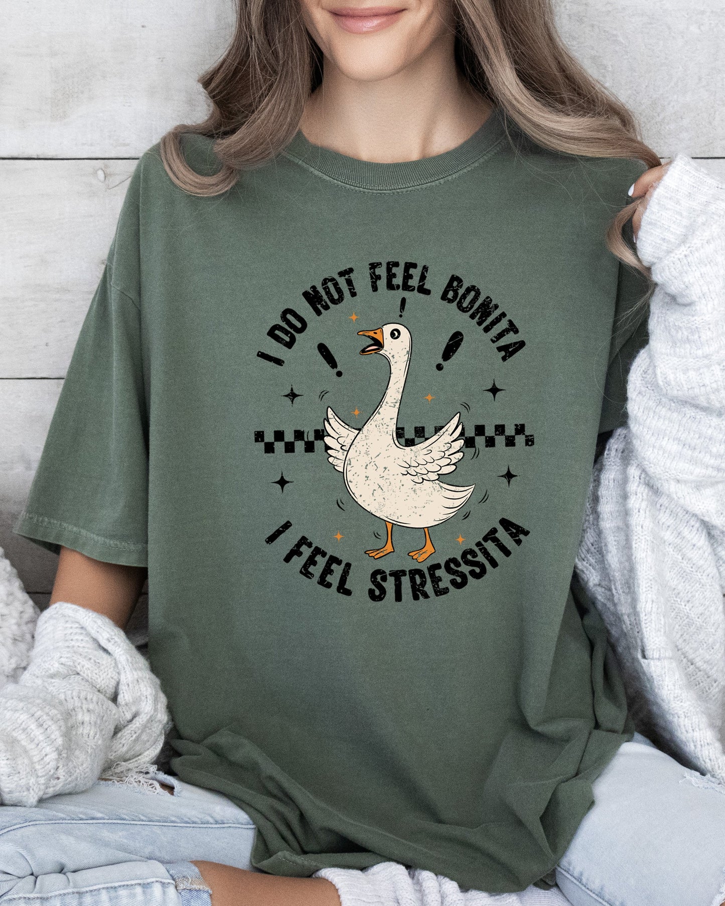 No Bonita, Feel Stressita, Stress, Silly Goose, Funny, Aesthetic, Meme, Mental Health, Self Care Tshirt Comfort Colors T-Shirt