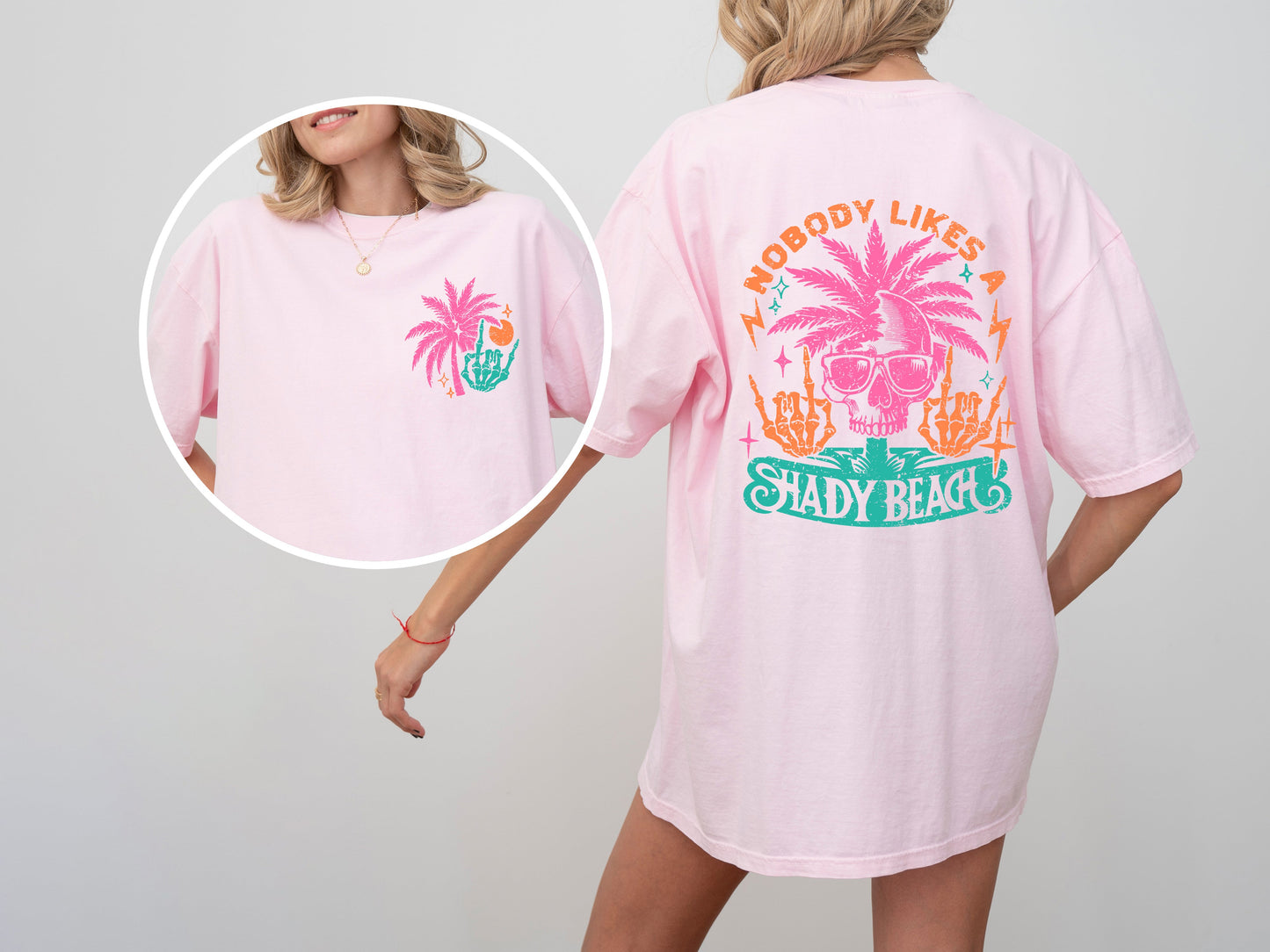 Nobody Likes A Shady Beach, Skeleton, Fun, Beach Wear, Hot Girl Summer, Palm Tree, Tshirt Comfort Colors T-Shirt