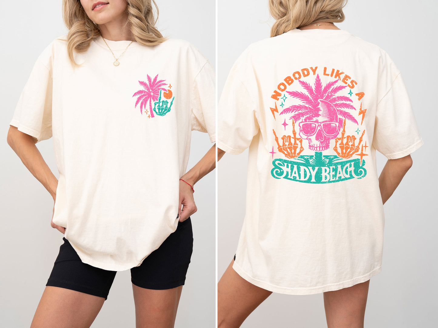 Nobody Likes A Shady Beach, Skeleton, Fun, Beach Wear, Hot Girl Summer, Palm Tree, Tshirt Comfort Colors T-Shirt