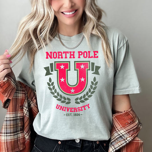 North Pole University, Retro, Vintage, Classic, Comfort Colors Tshirt