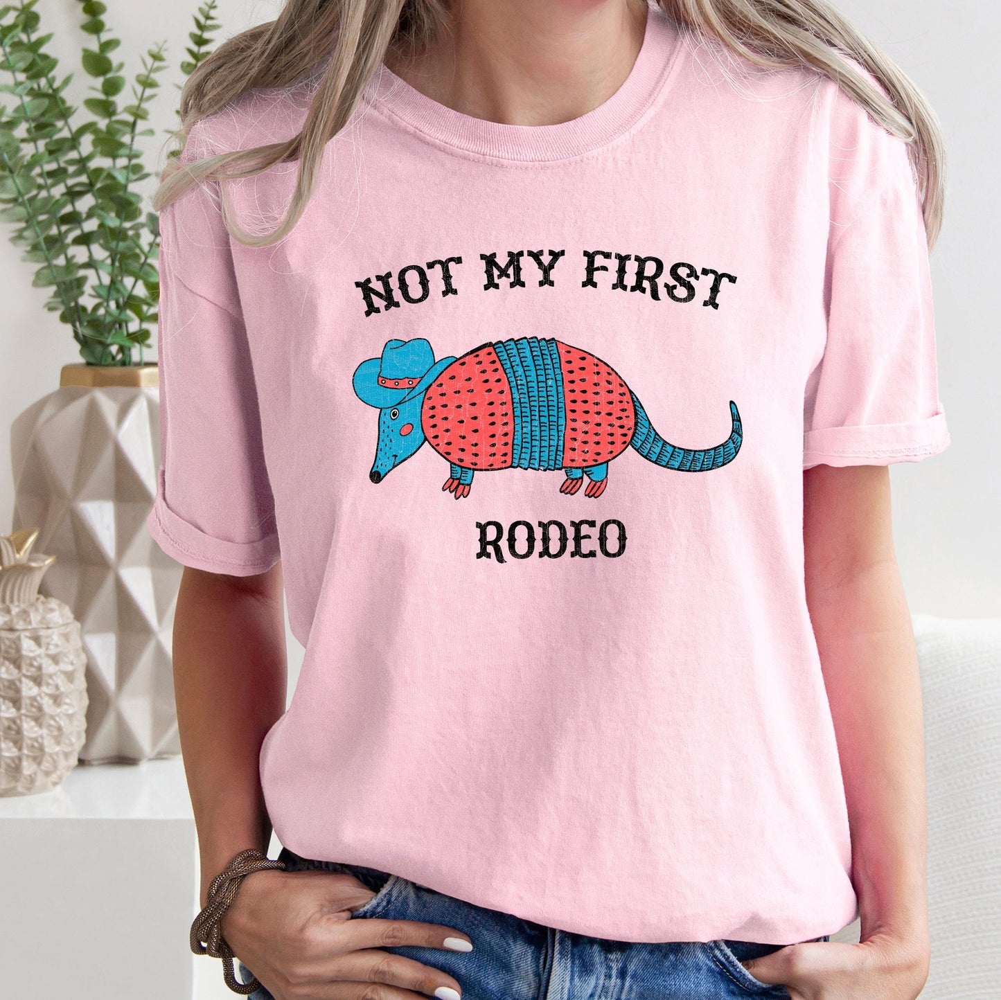 Not My First Rodeo, Cowboy Armadillo, Cute, Tshirt Comfort Colors T-Shirt