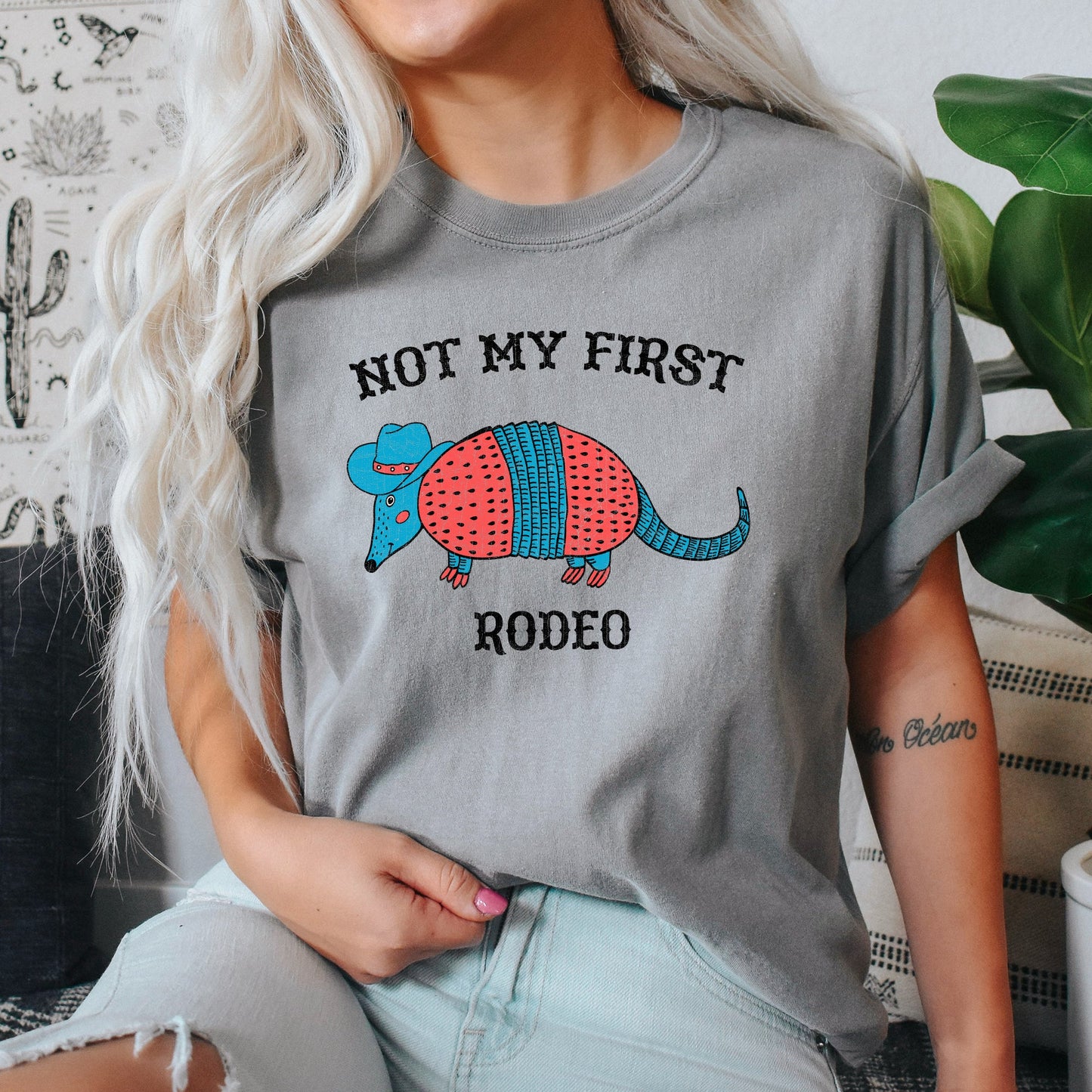 Not My First Rodeo, Cowboy Armadillo, Cute, Tshirt Comfort Colors T-Shirt