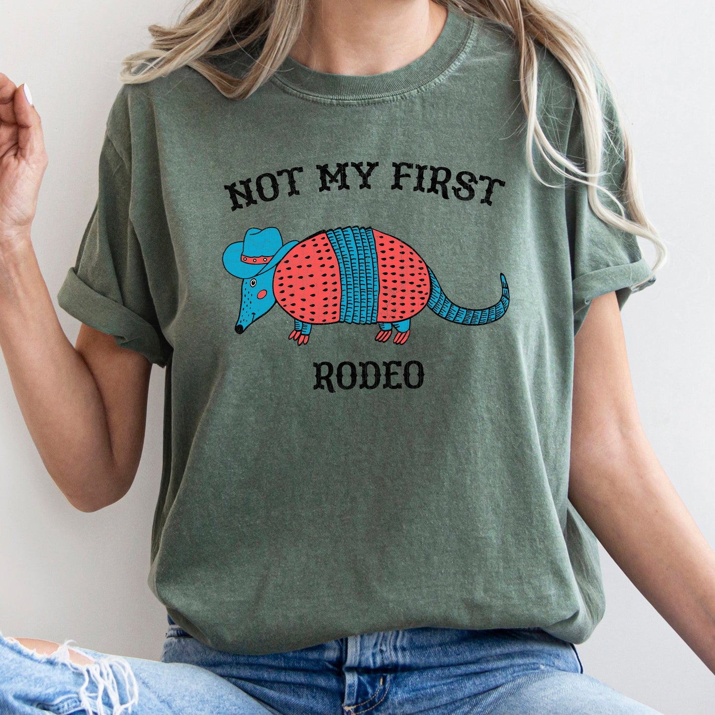 Not My First Rodeo, Cowboy Armadillo, Cute, Tshirt Comfort Colors T-Shirt