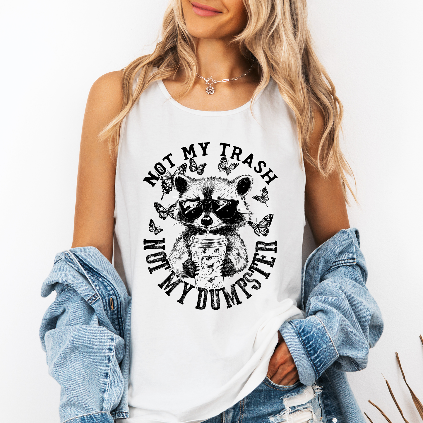 Not My Trash, Not My Dumpster, Sassy Raccoon Comfort Colors Tank Top
