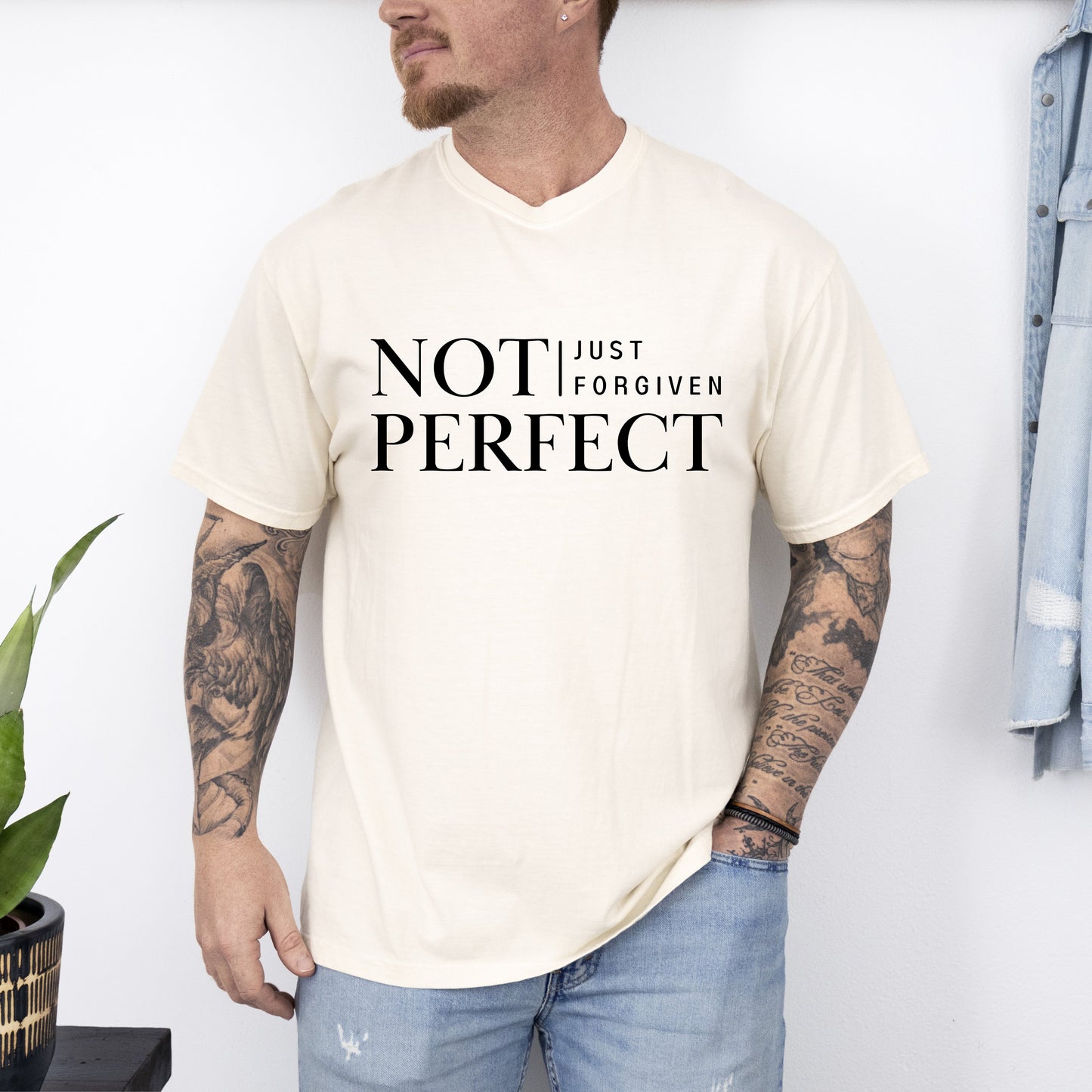 Not Perfect, Just Forgiven, Jesus, Christian, Religious, Gospel, Faith Tshirt Comfort Colors T-Shirt