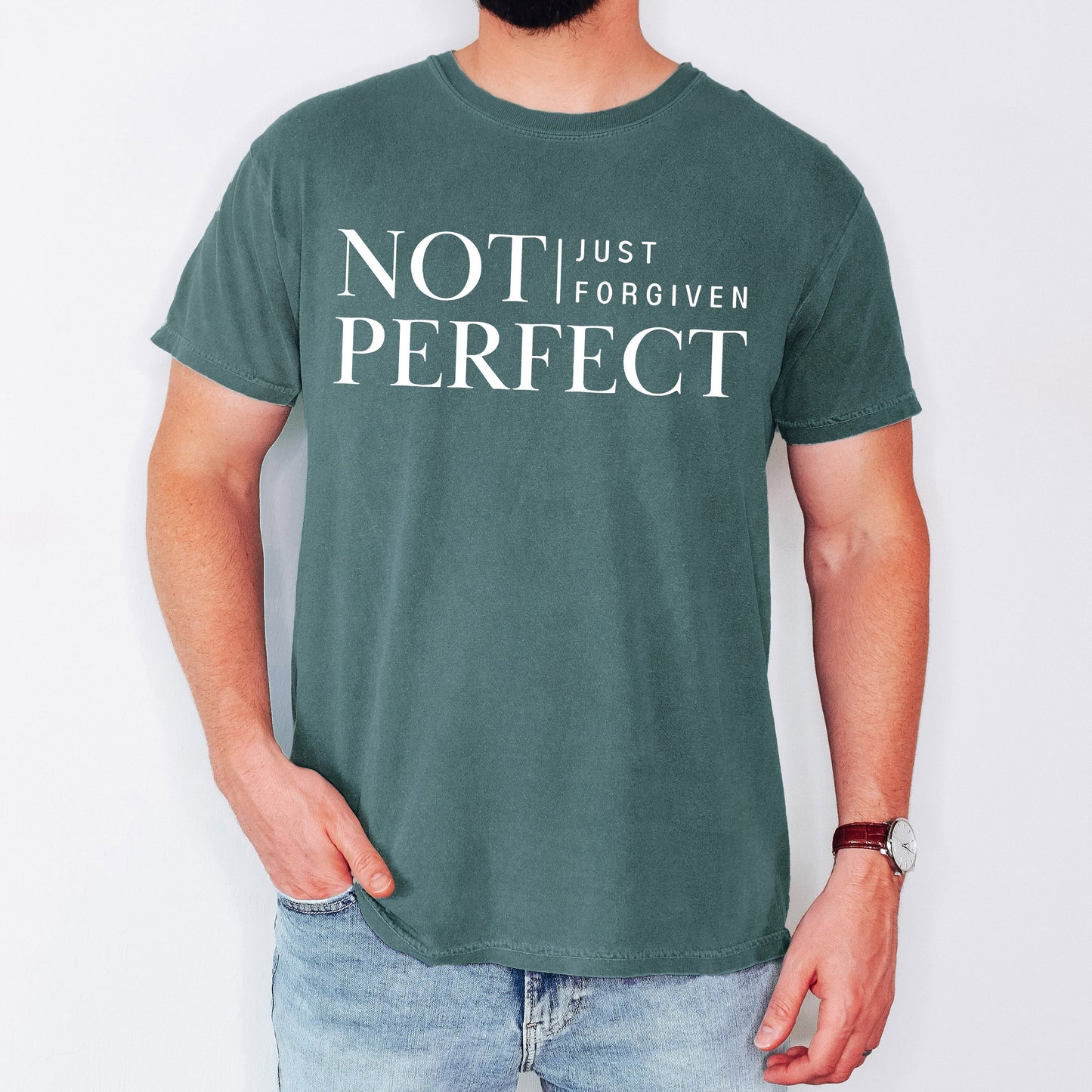 Not Perfect, Just Forgiven, Jesus, Christian, Religious, Gospel, Faith Tshirt Comfort Colors T-Shirt