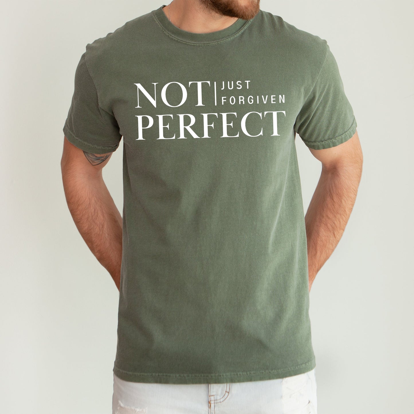 Not Perfect, Just Forgiven, Jesus, Christian, Religious, Gospel, Faith Tshirt Comfort Colors T-Shirt