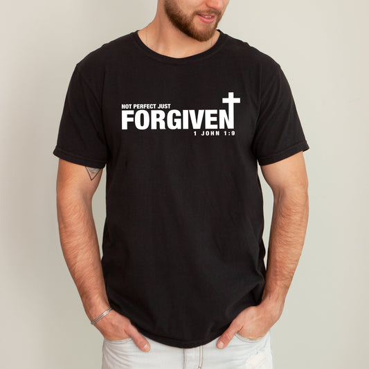 Not Perfect, Just Forgiven, John, Jesus, Christian, Religious, Gospel, Faith Tshirt Comfort Colors T-Shirt