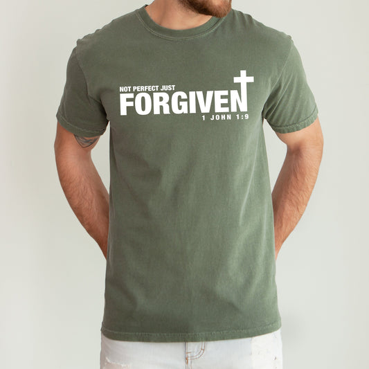 Not Perfect, Just Forgiven, John, Jesus, Christian, Religious, Gospel, Faith Tshirt Comfort Colors T-Shirt