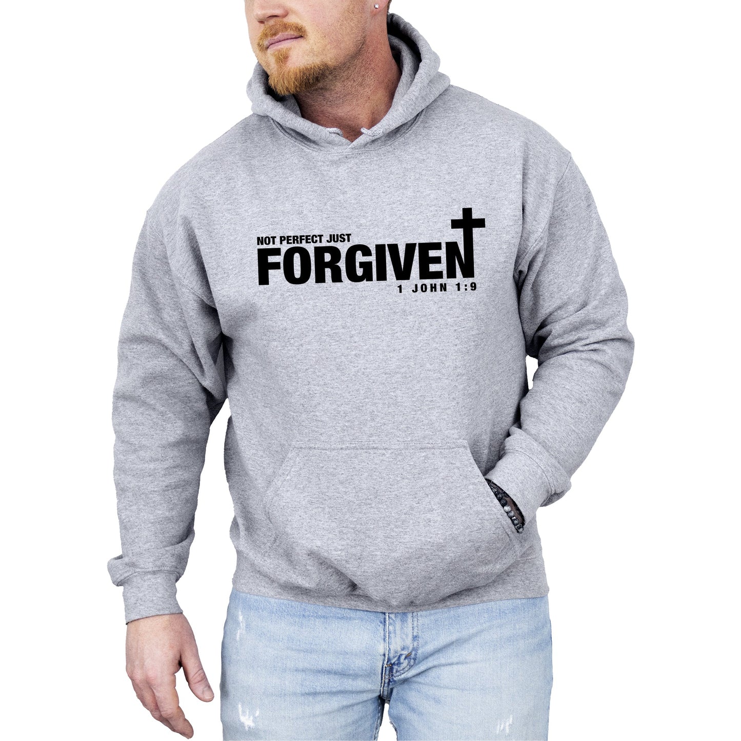 Not Perfect, Just Forgiven, John, Jesus, Christian, Religious, Gospel, Faith Hoodie, Hooded Sweatshirt