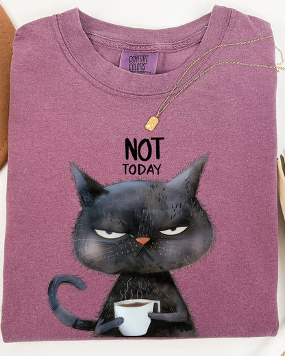 Not Today, Cat, Grumpy, Coffee, Funny, Meme Shirt Comfort Colors T-Shirt