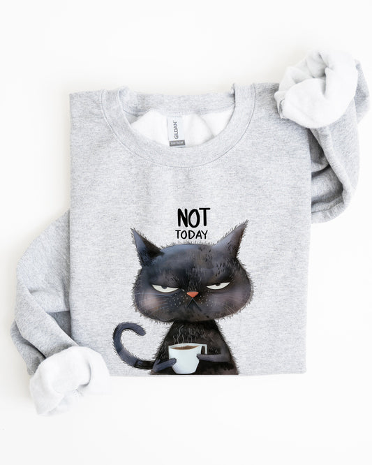 Not Today, Cat, Grumpy, Coffee, Funny, Meme Sweatshirt