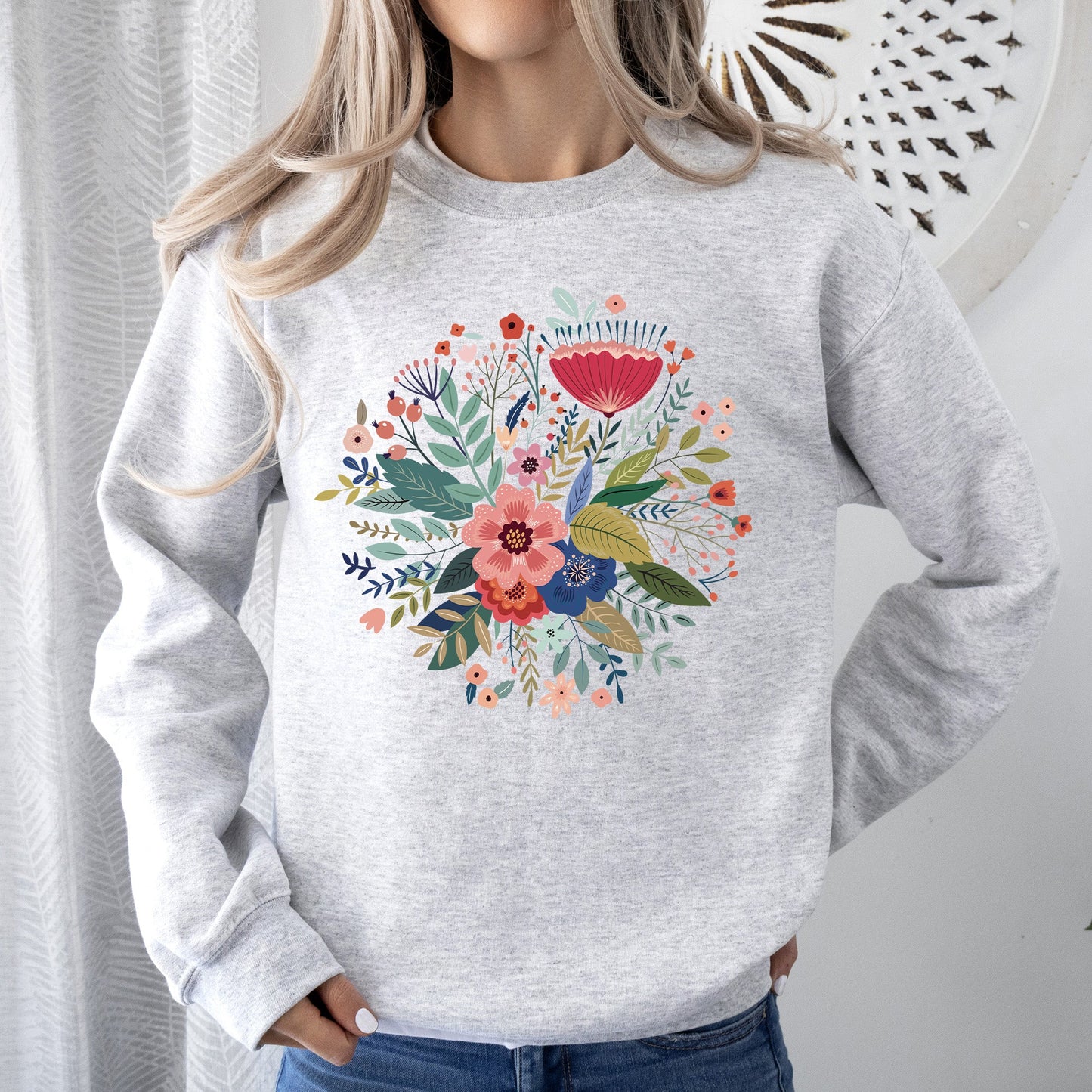 Circular Floral Folk Art Sweatshirt