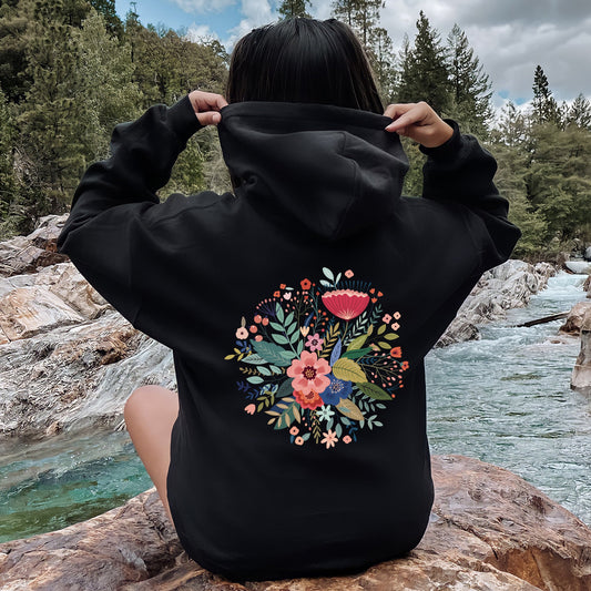 Circular Floral Folk Art Hoodie