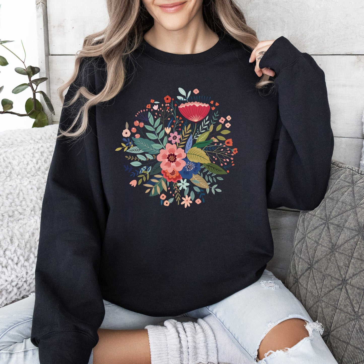 Circular Floral Folk Art Sweatshirt