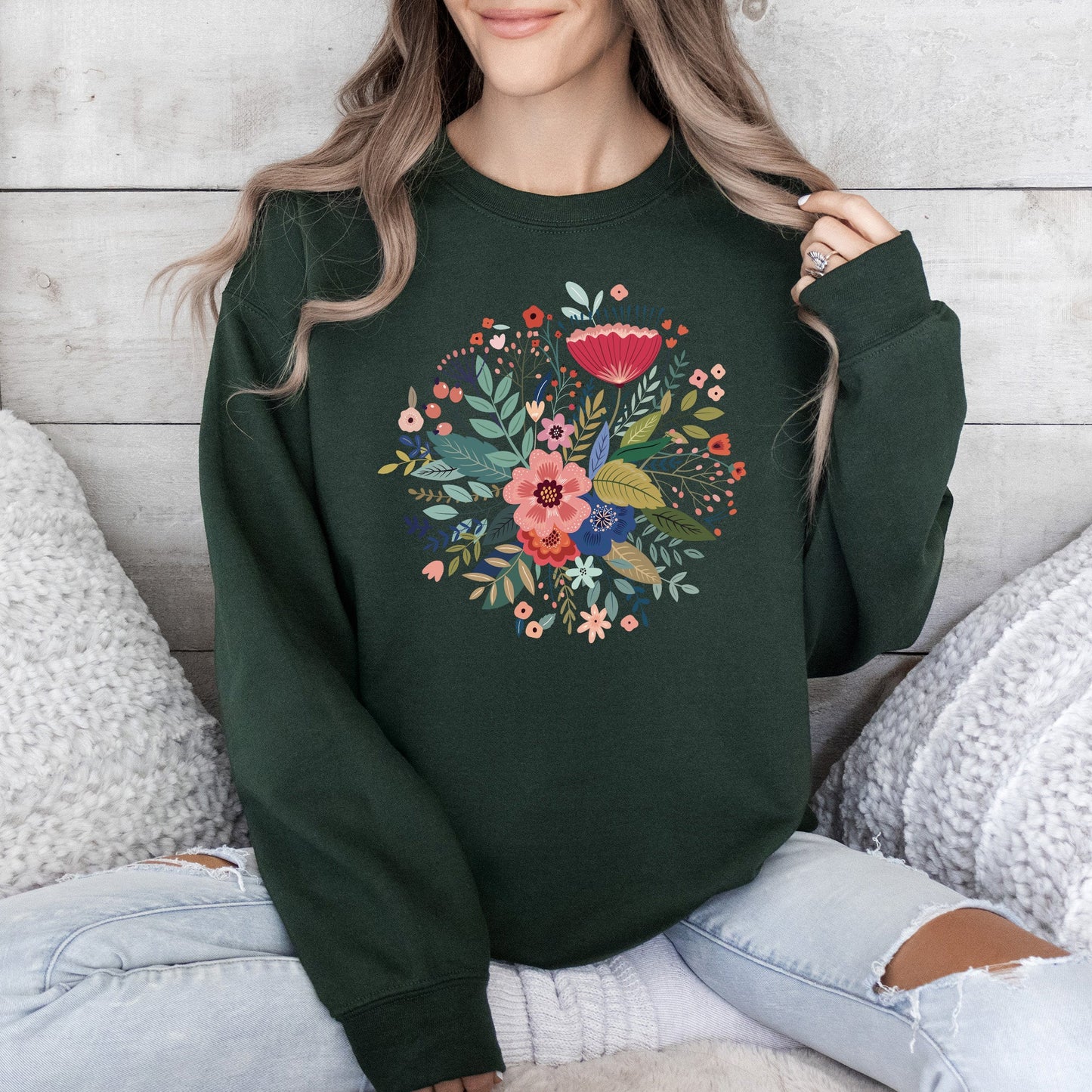 Circular Floral Folk Art Sweatshirt