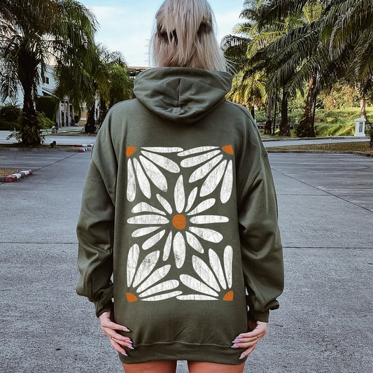 Boho Daisy Floral Hoodie