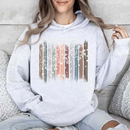 Falling Leaves, Botanical Stripes Hoodie