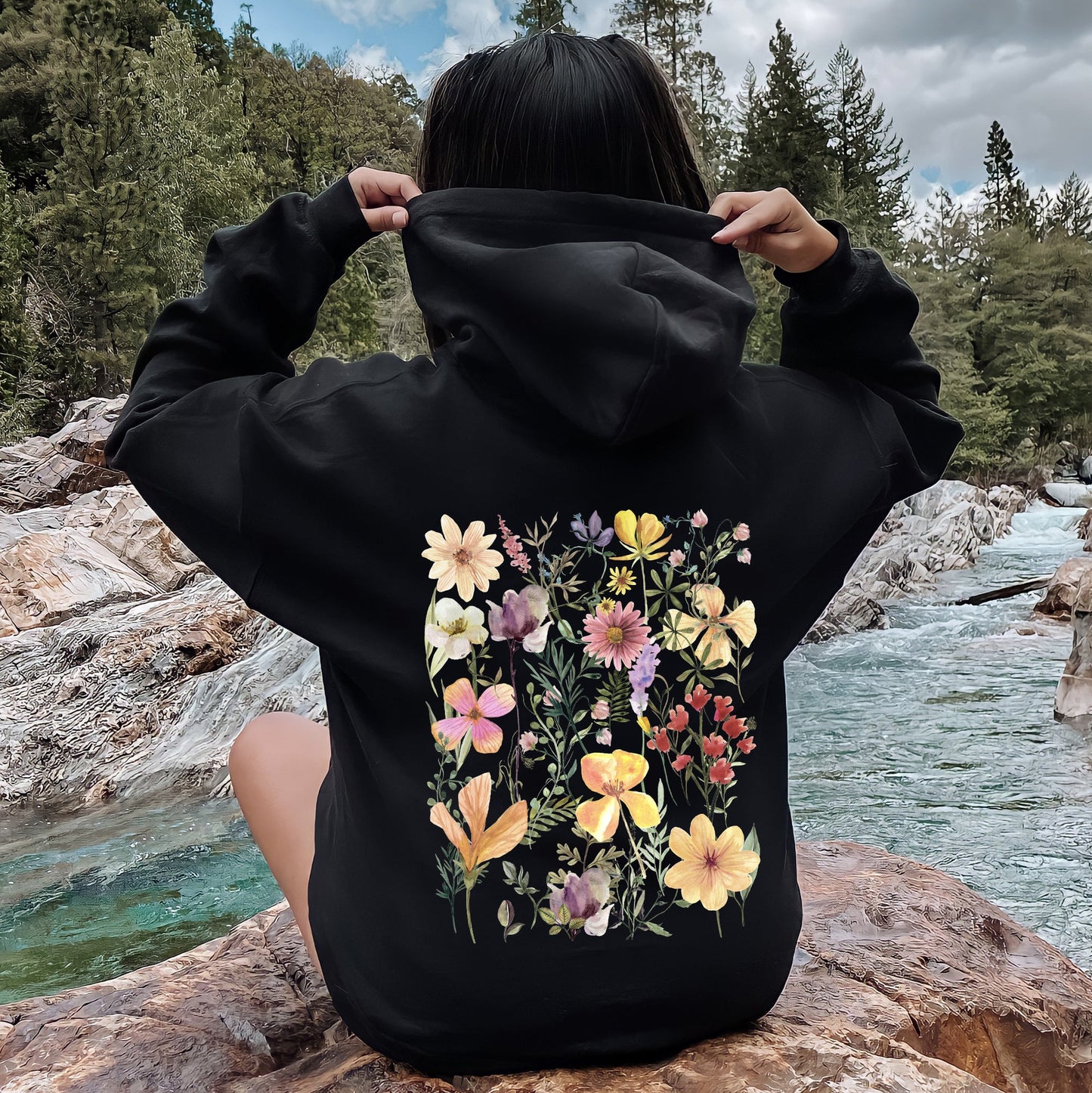 Mountain Meadow Pressed Flowers Hoodie