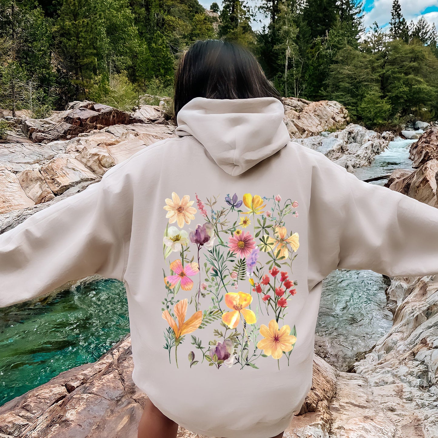 Mountain Meadow Pressed Flowers Hoodie