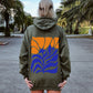Floral Design, Flowers, Bold Blues And Oranges Hoodie