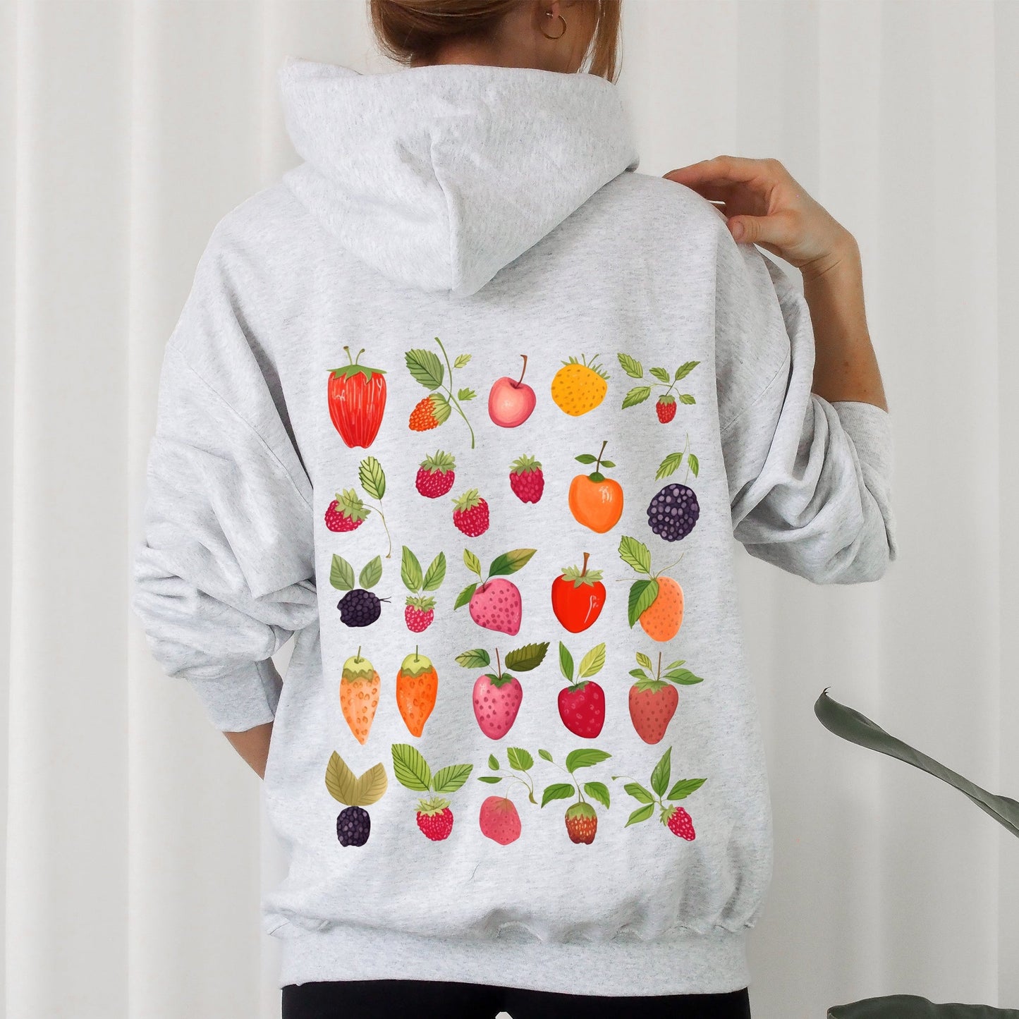 Fruity Delight, Colorful Berries Illustrated Hoodie